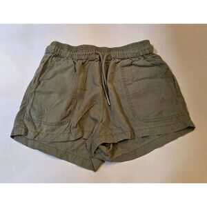 Quince Tencel Utility Shorts Womens M Olive Drawstring Elastic Waist